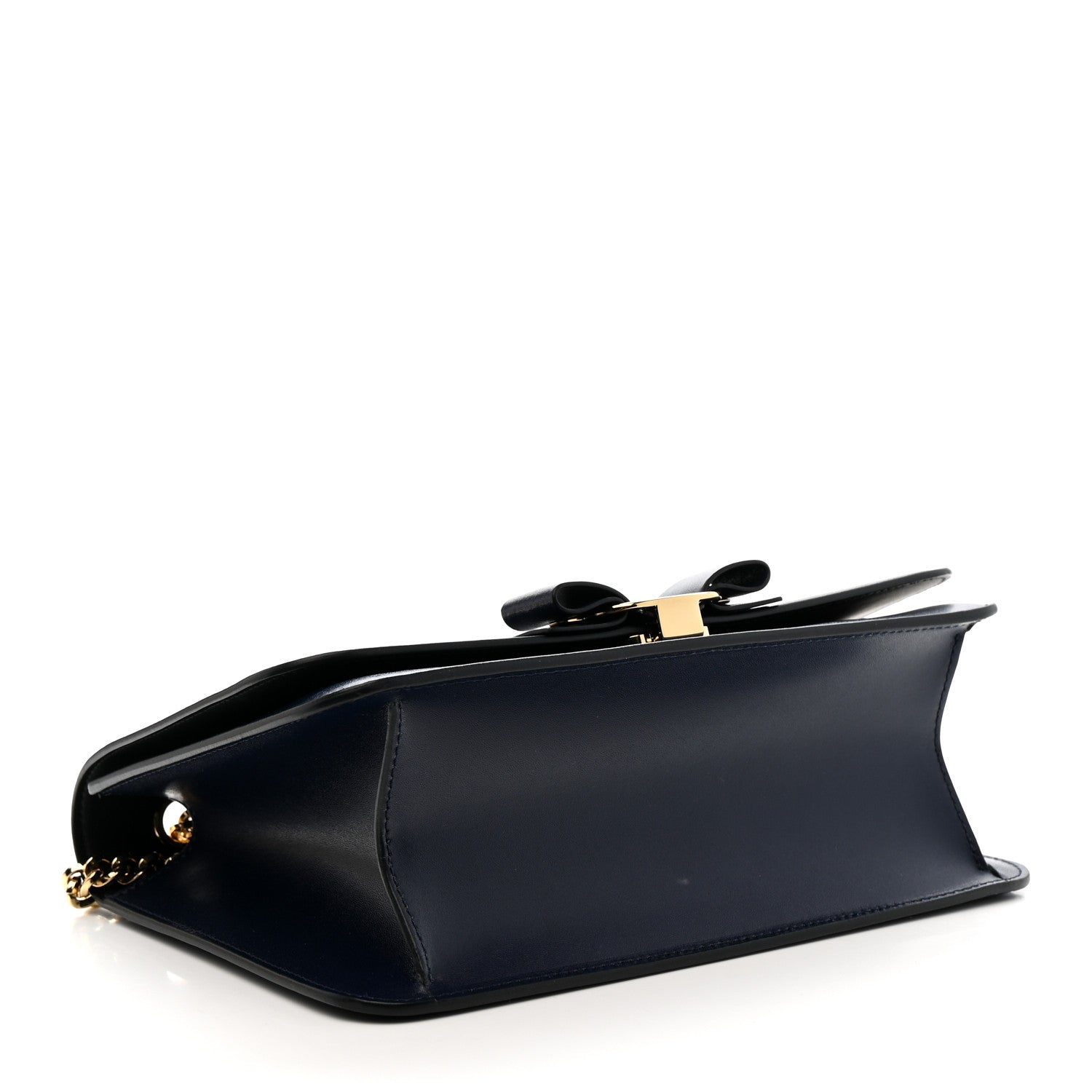 Salvatore Ferragamo Smooth Calfskin Vara Bow Chain Flap Crossbody Navy 4 of 9
