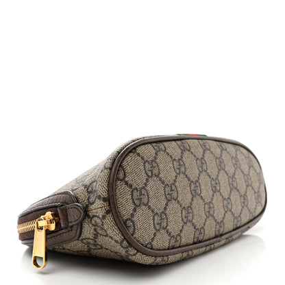 Gucci GG Supreme Monogram Textured Calfskin Web Large Ophidia Cosmetic Case Beige Ebony New Acero 4 of 9