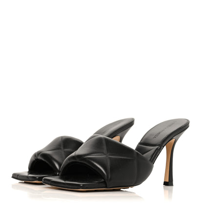Bottega Veneta Nappa Quilted Rubber Lido Mule Sandals 38.5 Black 3 of 7