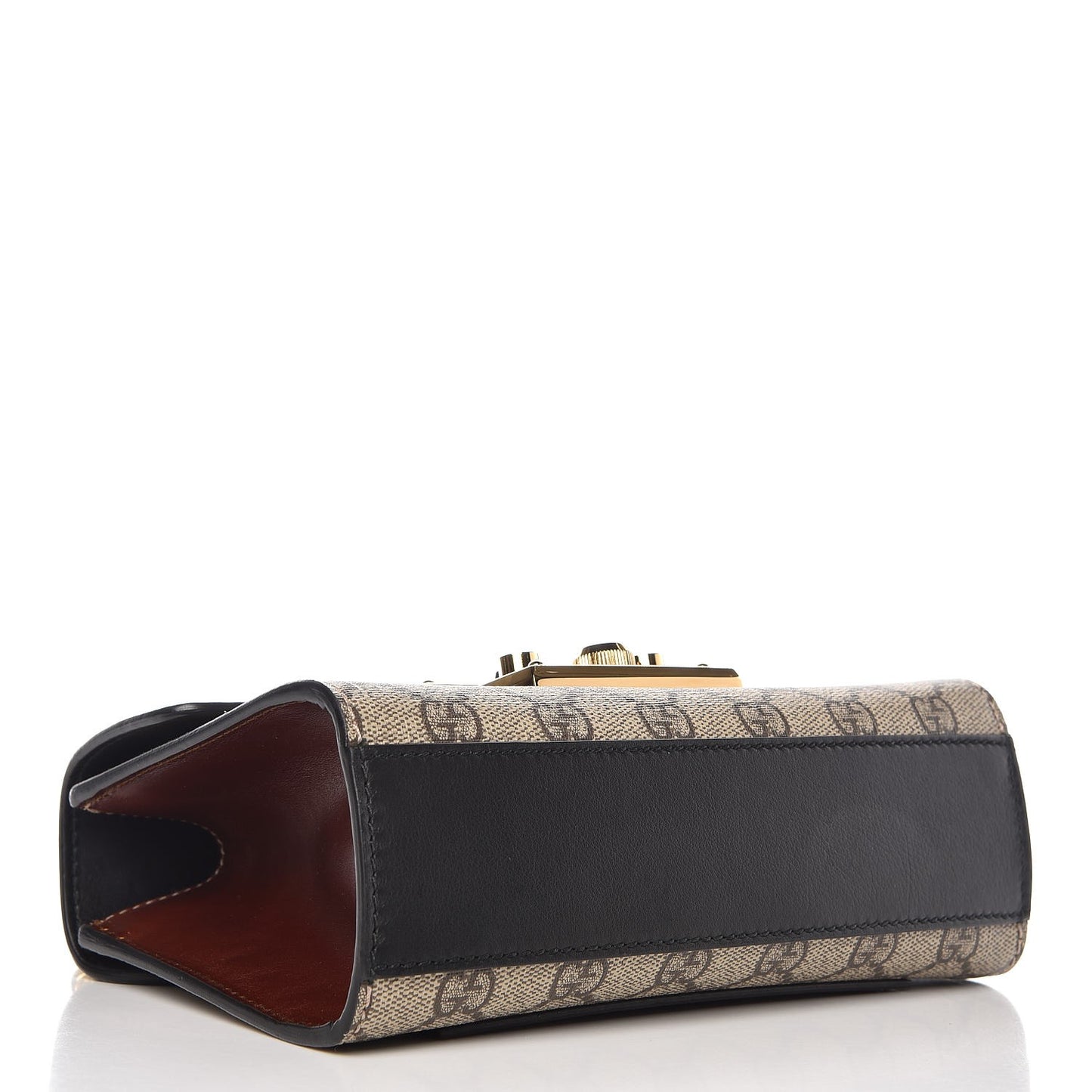 GG Supreme Monogram Calfskin Small Padlock Shoulder Bag Beige Black Cuir