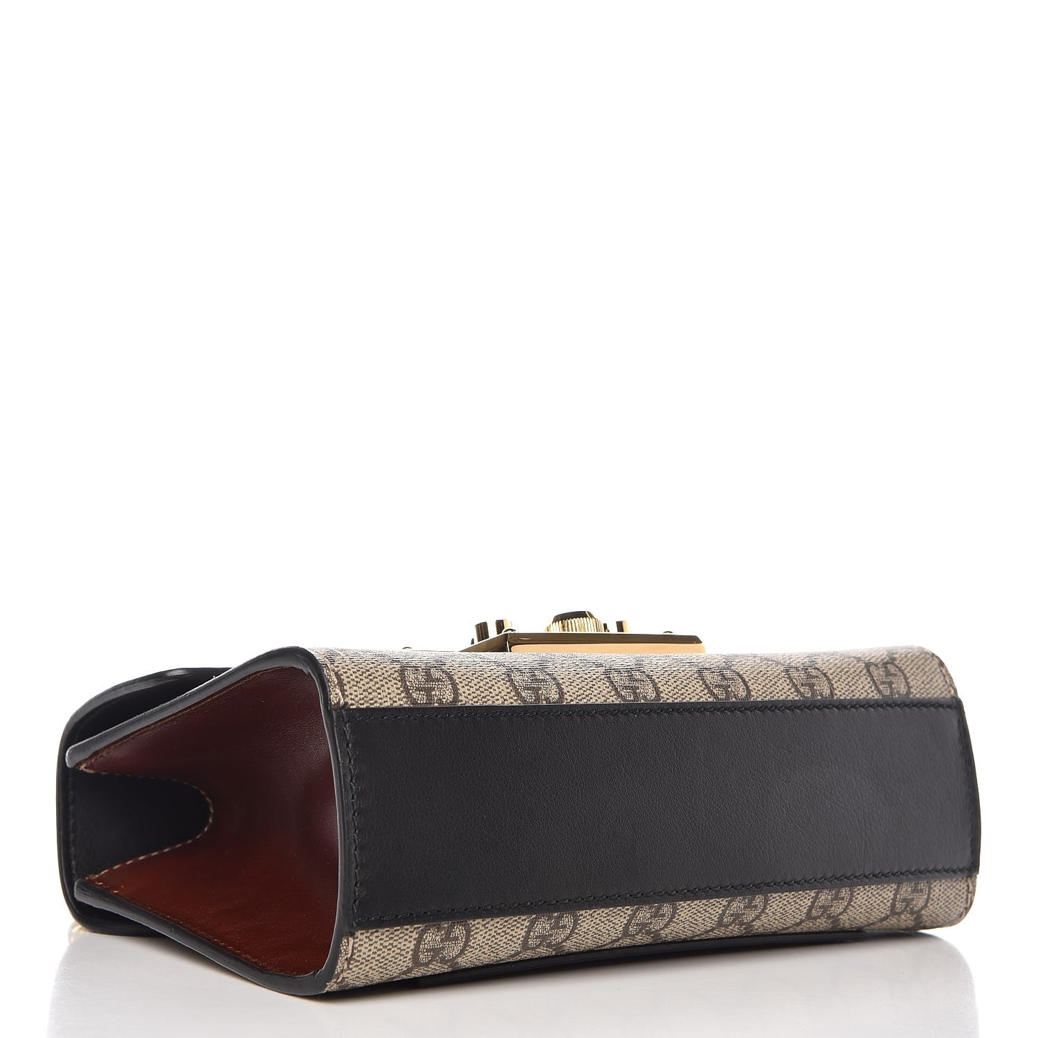 Gucci GG Supreme Monogram Calfskin Small Padlock Shoulder Bag Beige Black Cuir 4 of 10