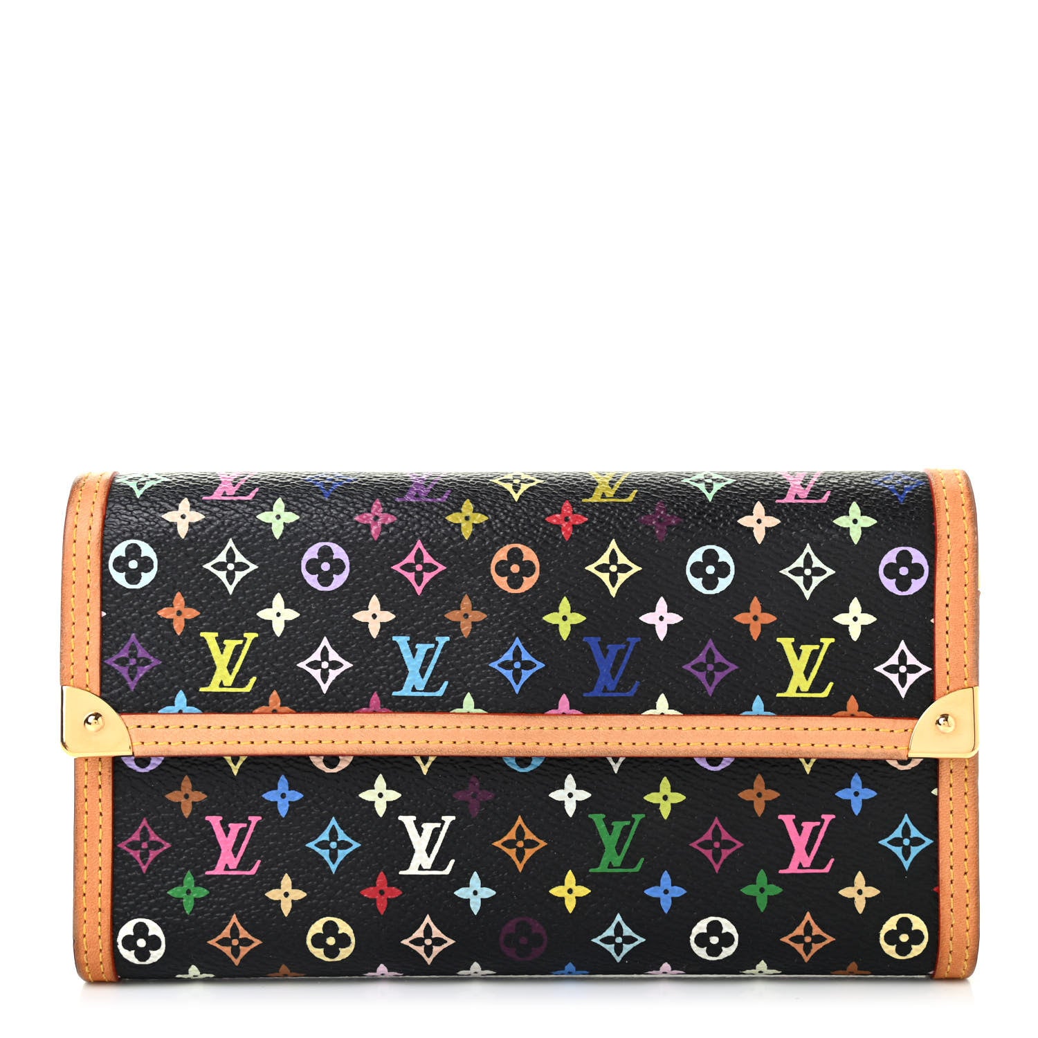 Louis Vuitton Monogram Multicolor Porte Tresor International Wallet Black 1 of 7