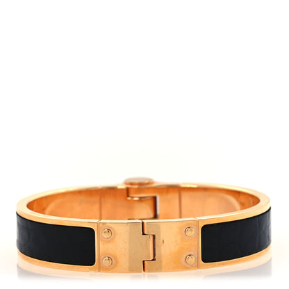 Hermes Matte Alligator Narrow Hinged Bracelet M Black 3 of 4
