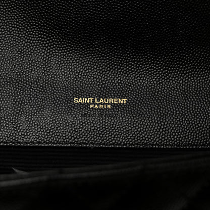 Saint Laurent Grain De Poudre Textured Mixed Matelasse Triquilt Monogram Clutch Black 6 of 9