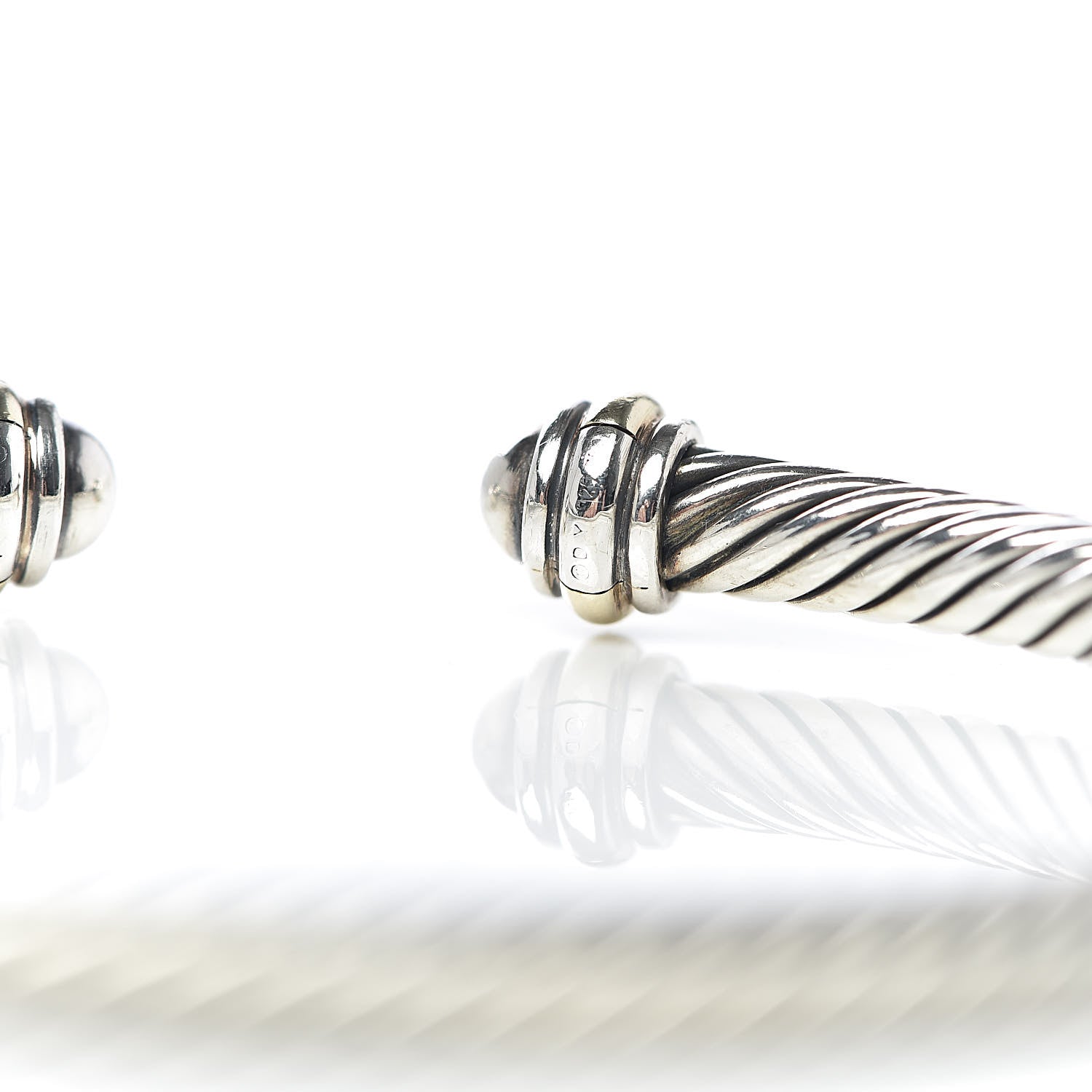 David Yurman Sterling Silver 18K Yellow Gold 4mm Cable Classics Bracelet 5 of 5