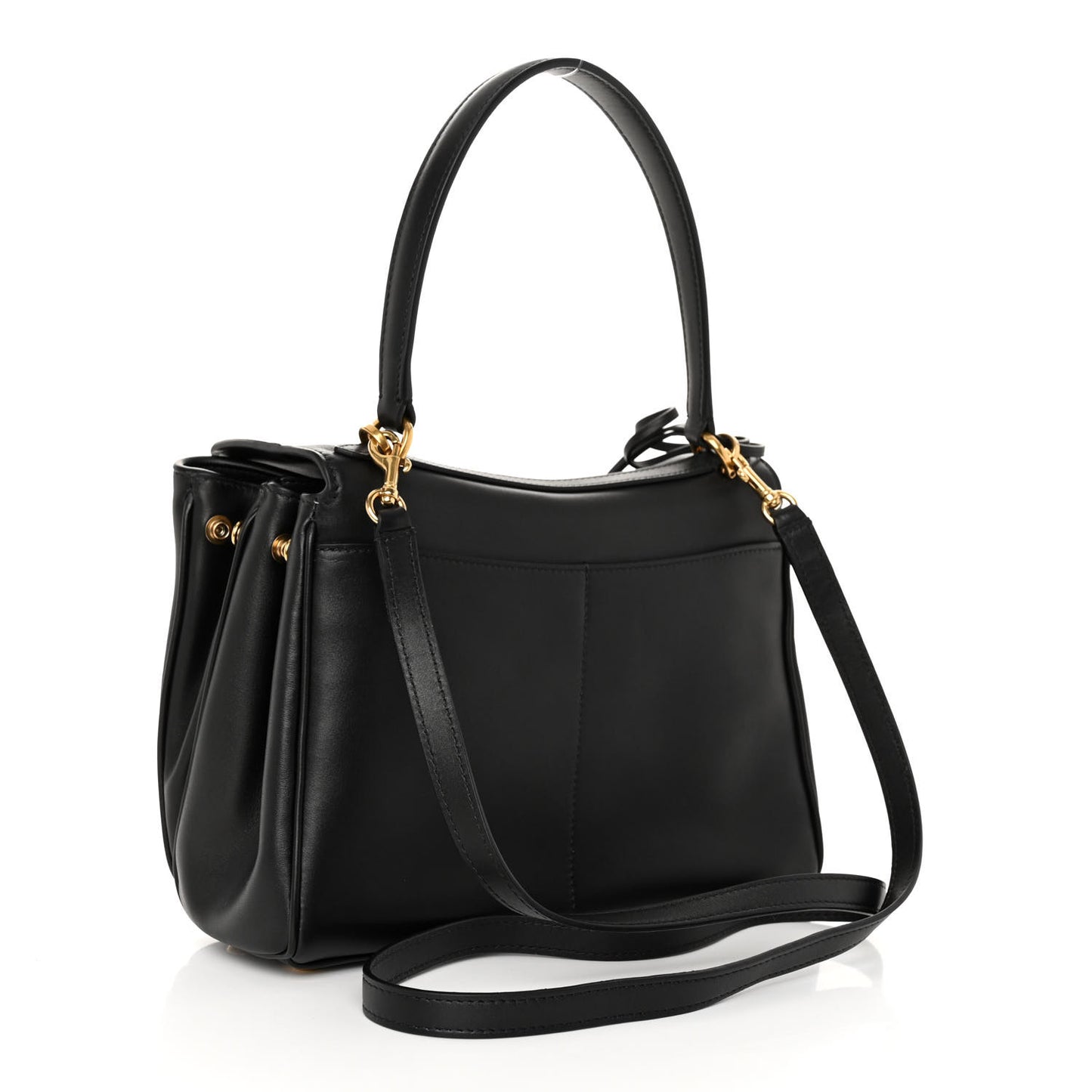 Natural Smooth Calfskin Small Rodeo Top Handle Handbag Black