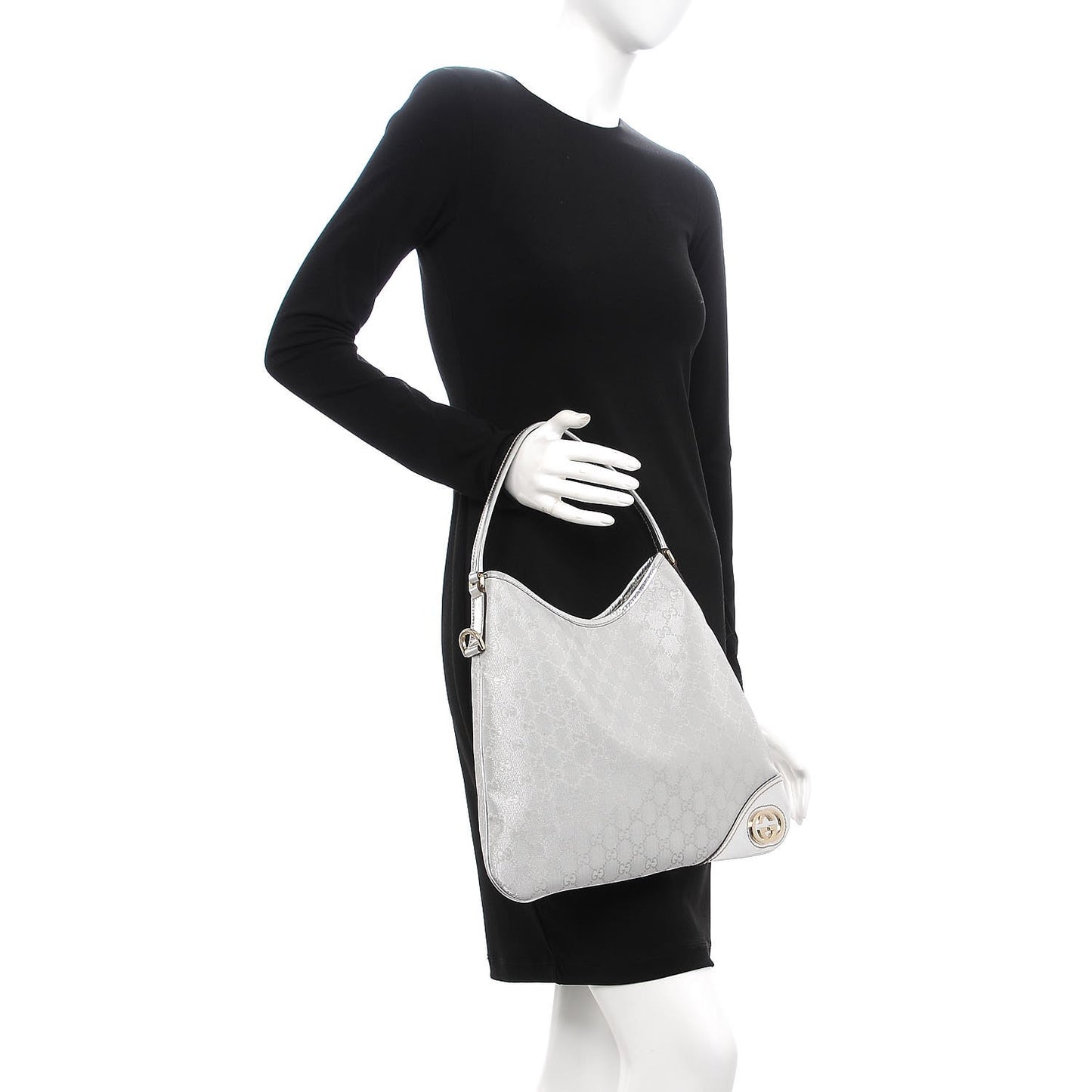 Metallic Monogram Medium New Britt Hobo Silver