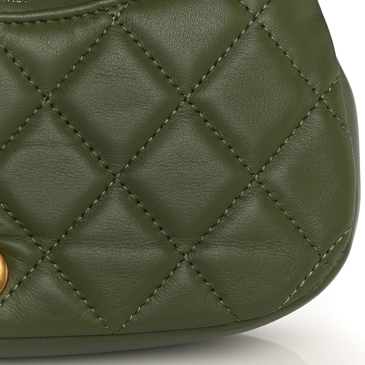 Calfskin Quilted Coco Mail Clutch With Chain Green