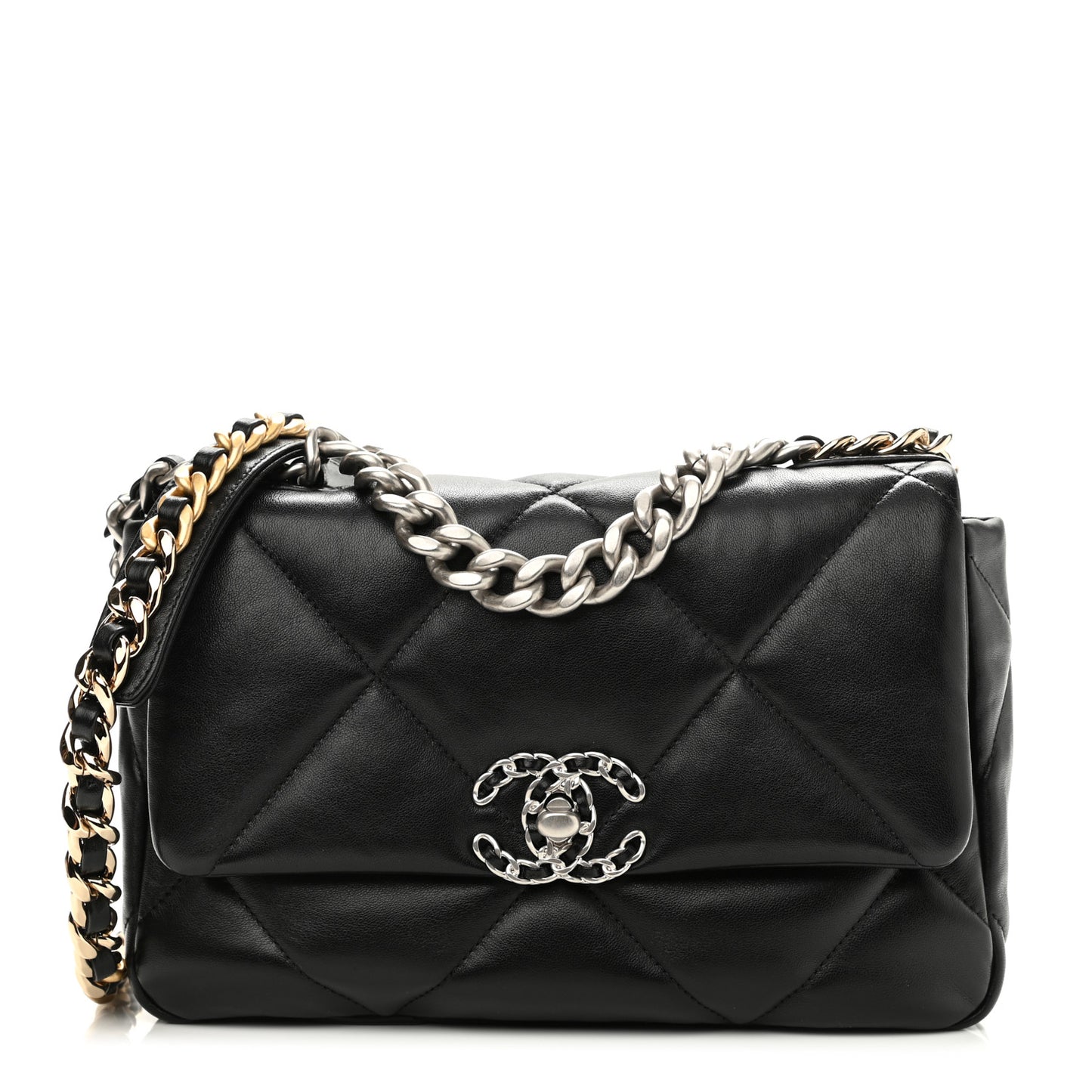 Lambskin Quilted Medium Chanel 19 Flap Black