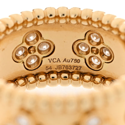 Van Cleef & Arpels 18K Yellow Gold Diamond Perlee Clovers Ring 54 7 4 of 5