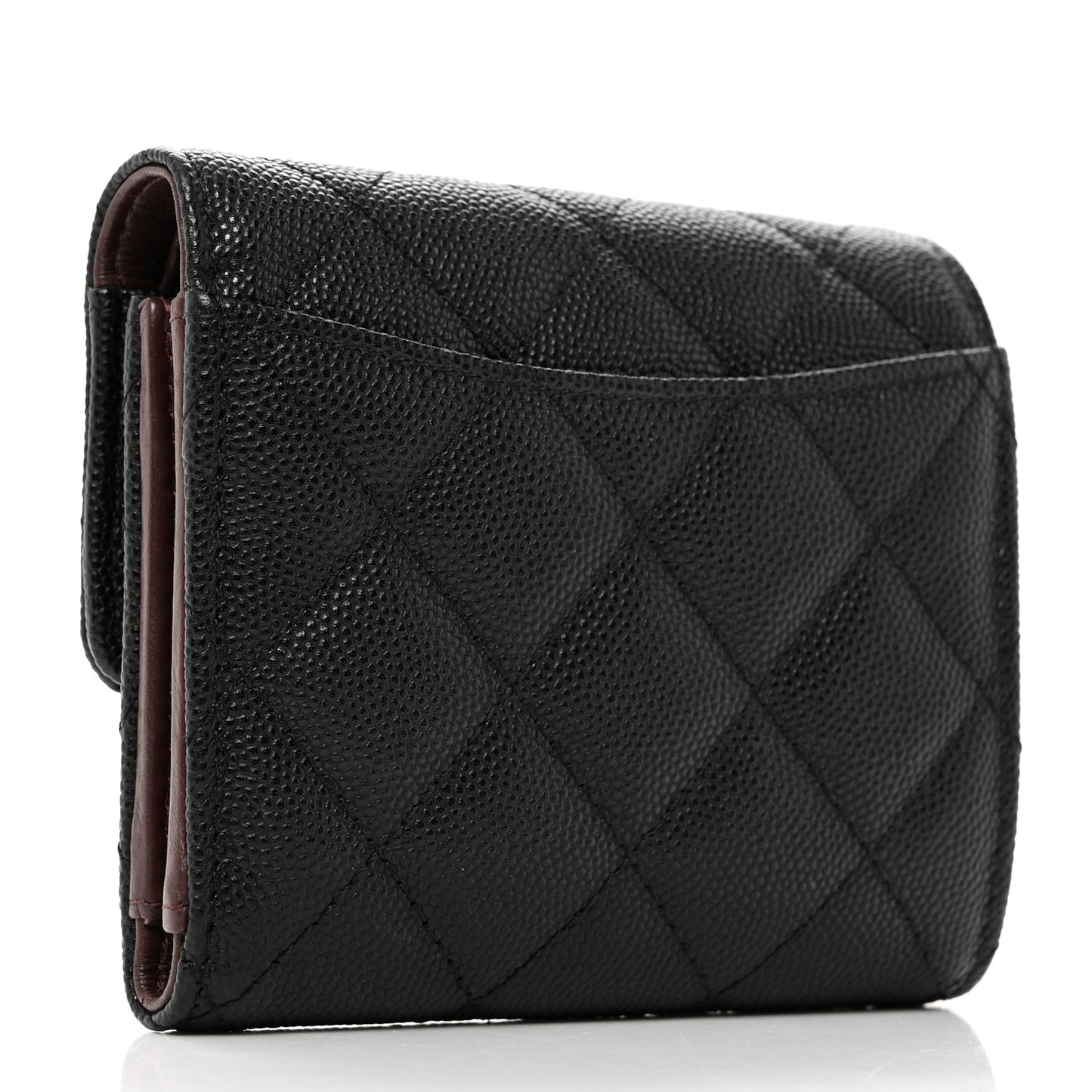 Caviar Quilted Compact Flap Wallet Black