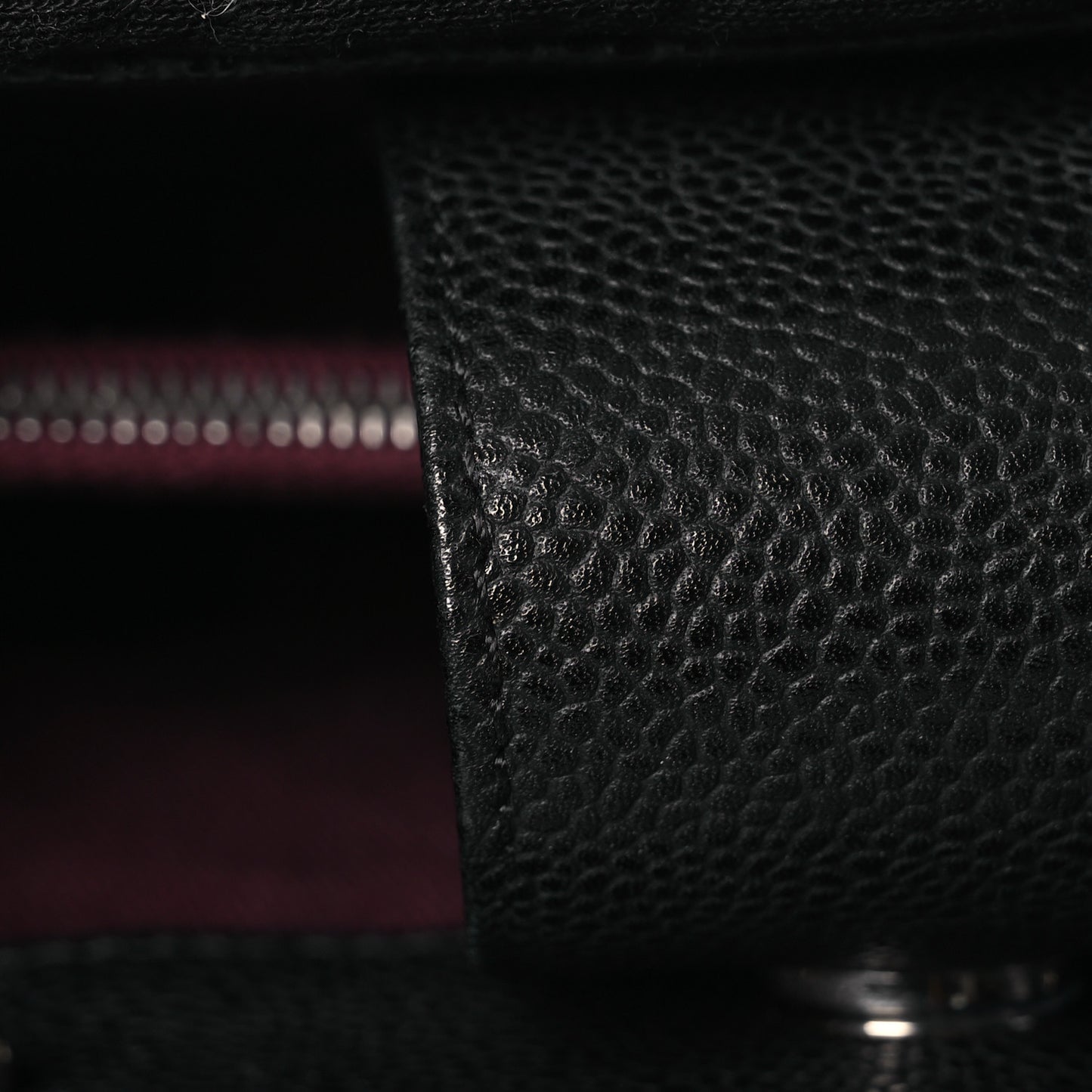 Canvas Caviar Chevron Shopper Tote Black