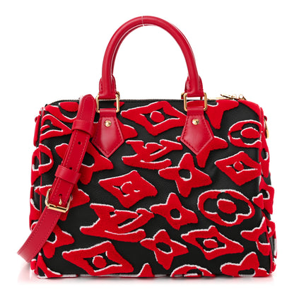 Louis Vuitton X UF Tufted Monogram Speedy Bandouliere 25 Black Red 1 of 10