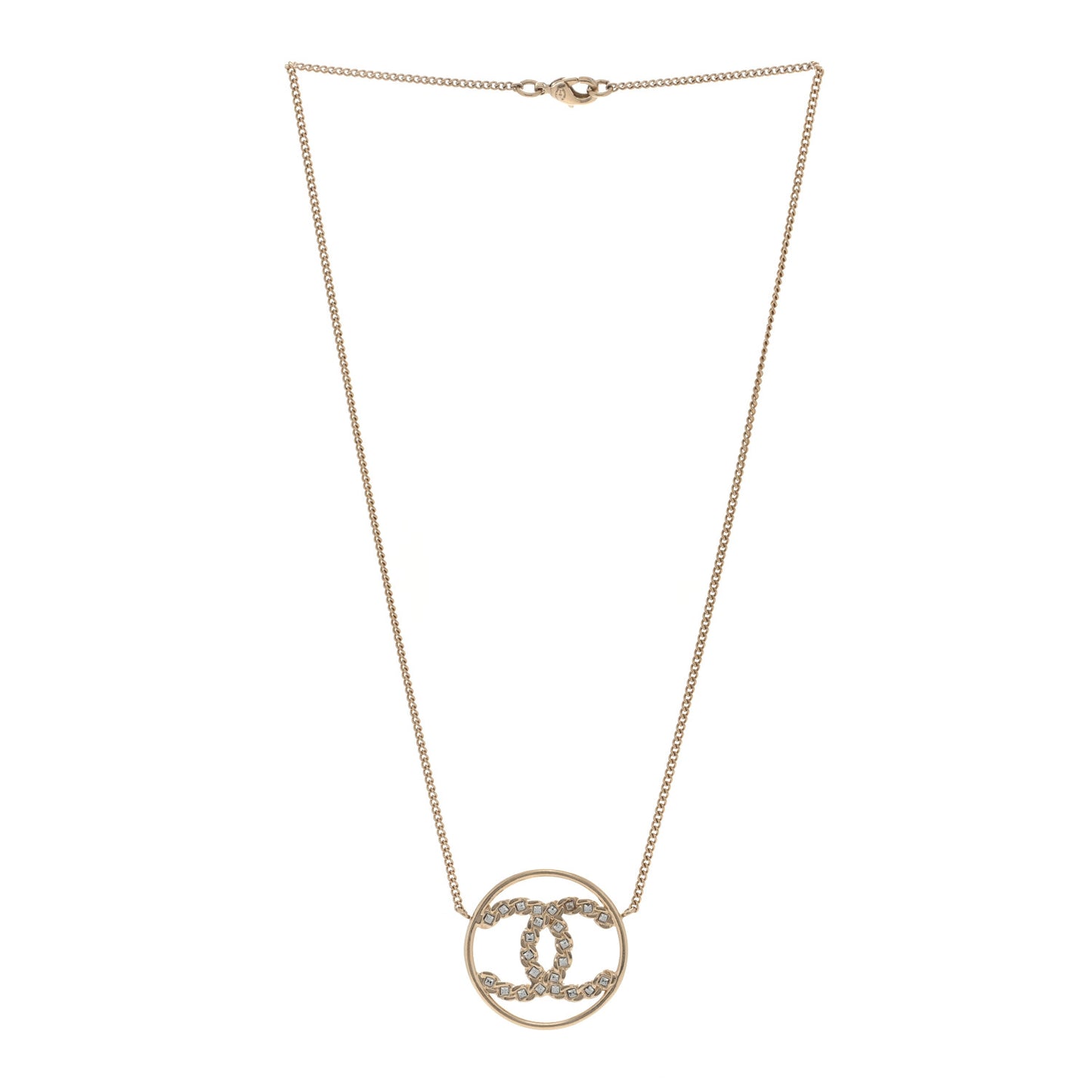 Baguette Crystal High Society CC Pendant Necklace Gold