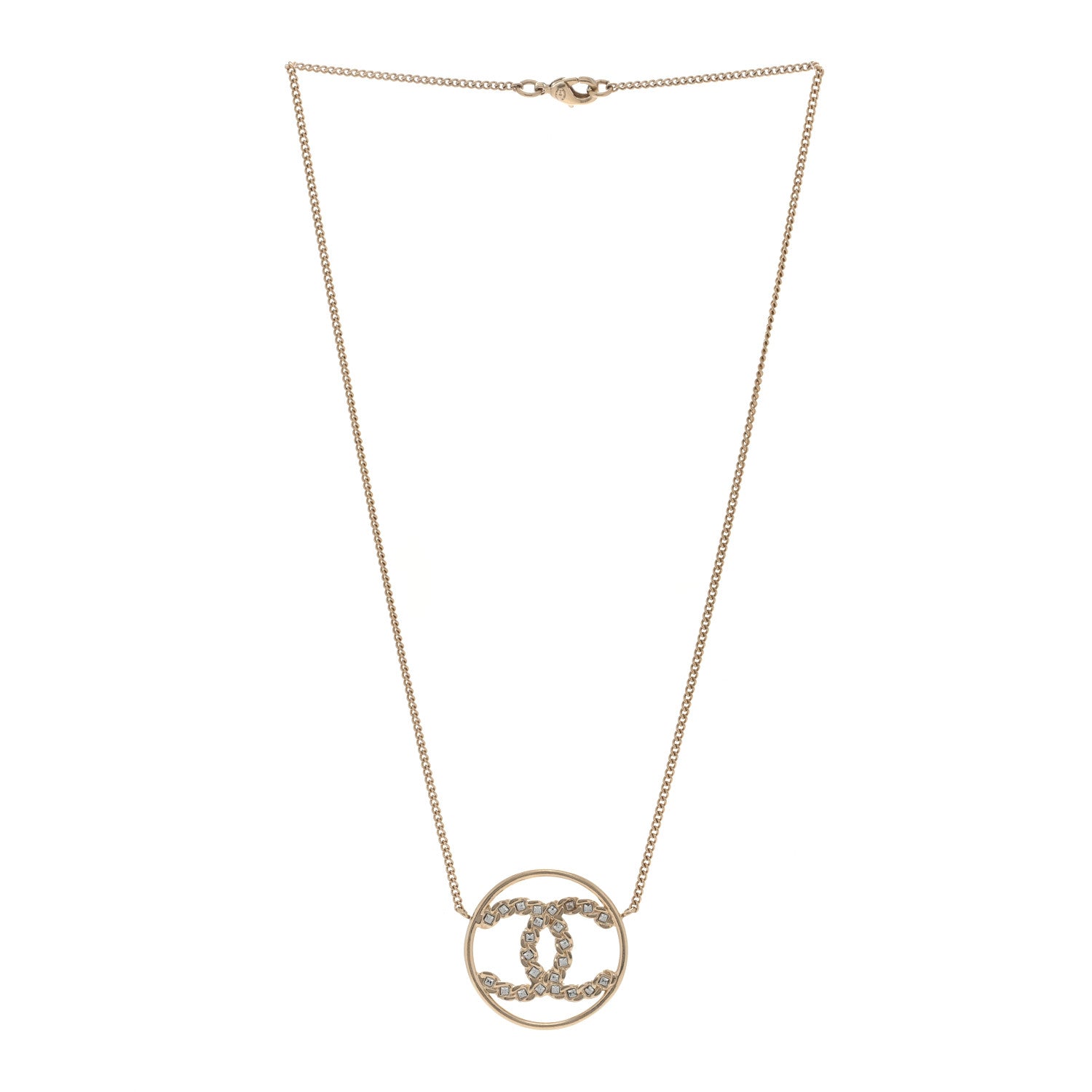 Chanel Baguette Crystal High Society CC Pendant Necklace Gold 2 of 3