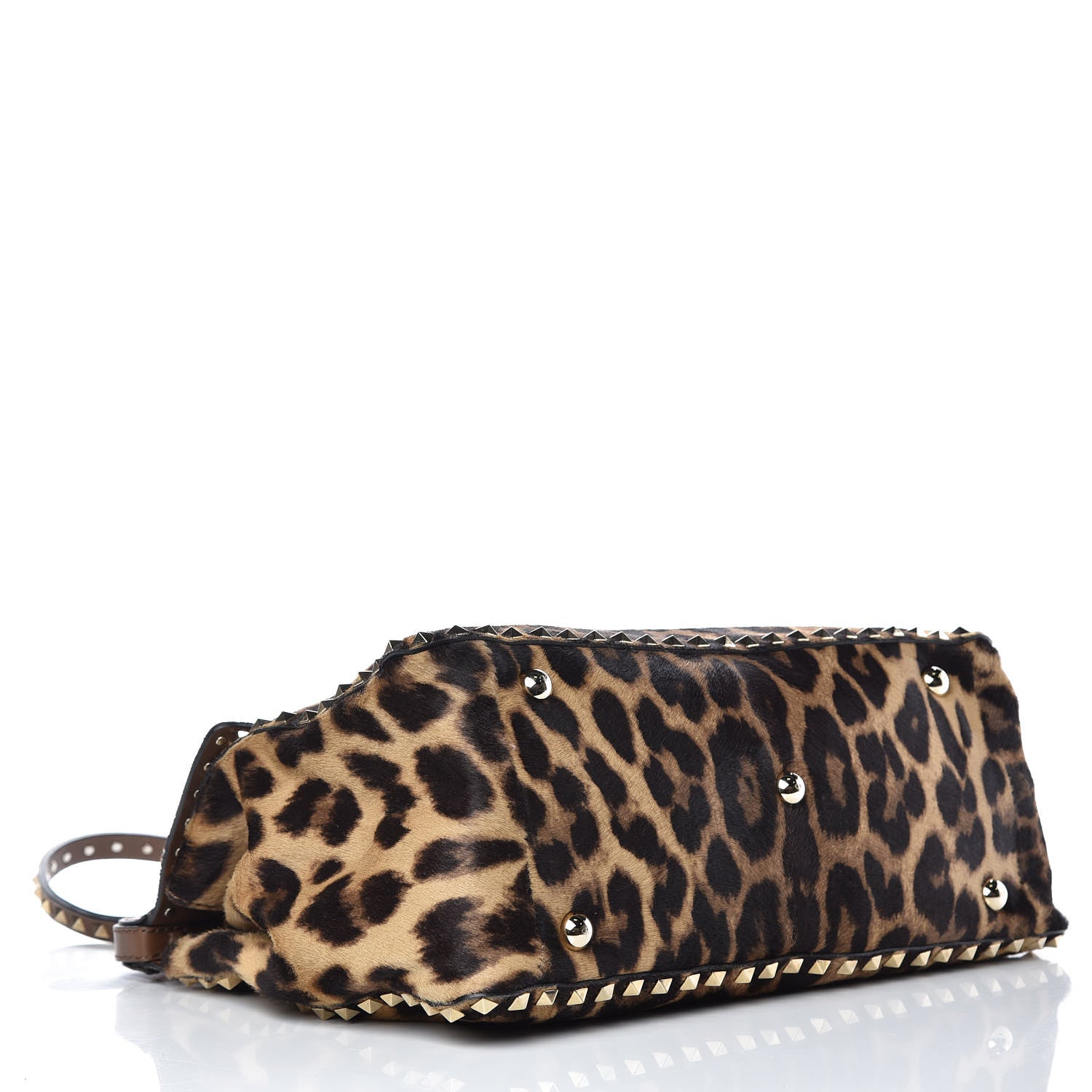 Valentino Garavani Calf Hair Leopard Print Large Rockstud Frame Handle Bag 4 of 13