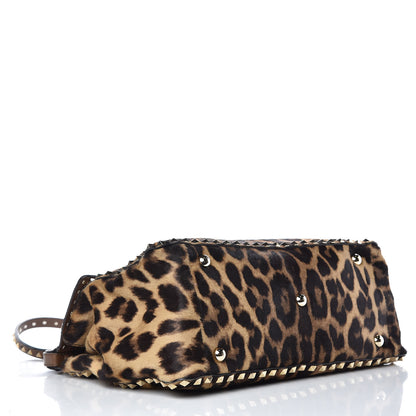 Valentino Garavani Calf Hair Leopard Print Large Rockstud Frame Handle Bag 4 of 13
