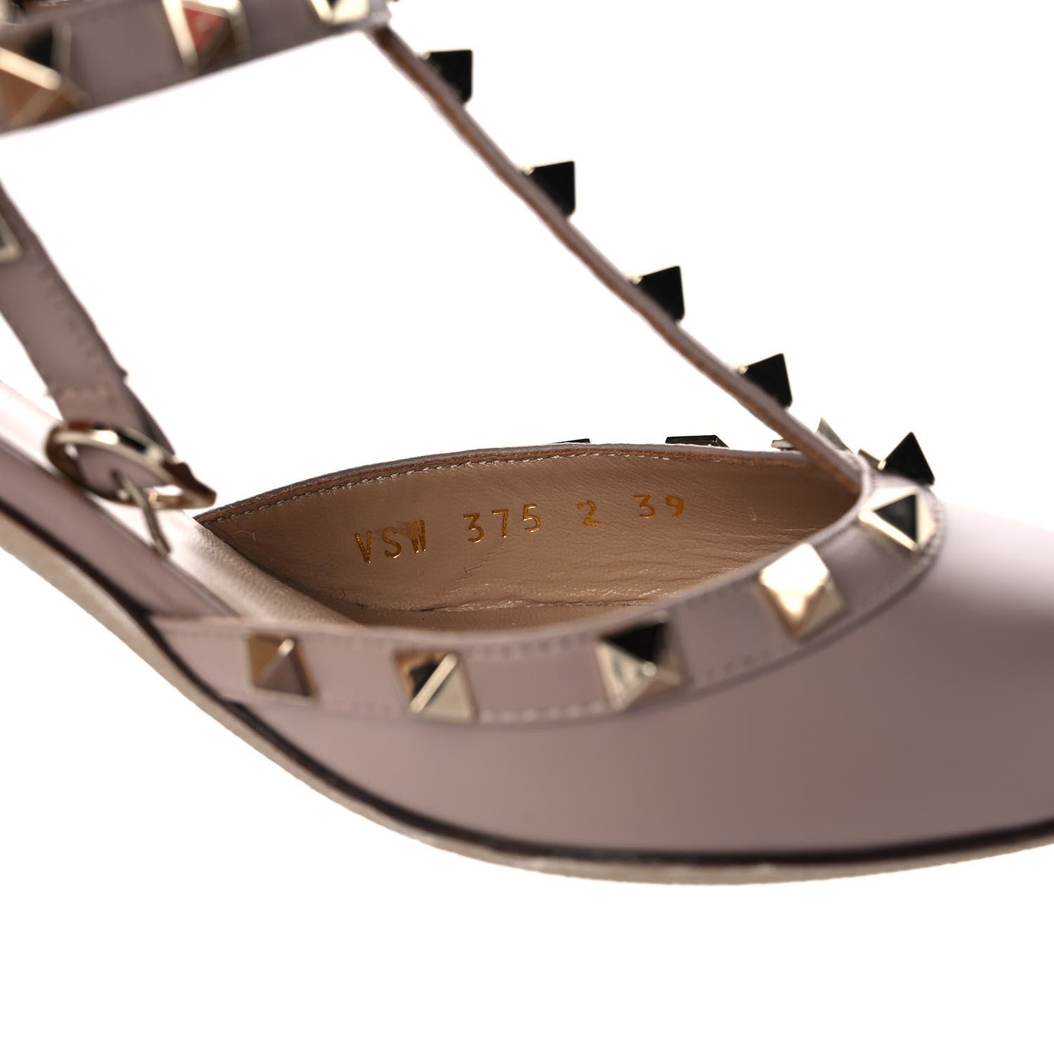 Valentino Garavani Nappa Rockstud Ankle Strap Low Heel Pumps 39 Poudre 8 of 9
