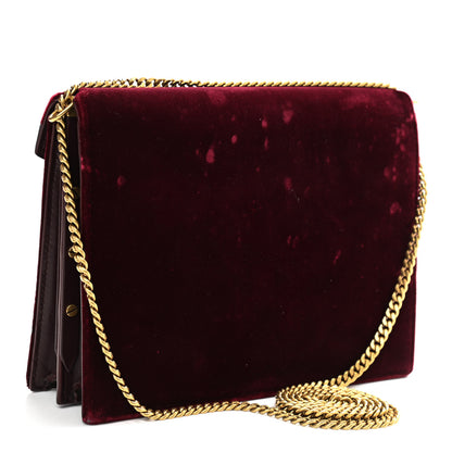 Saint Laurent Velvet Monogram Cassandra Clasp Bag Burgundy 3 of 13