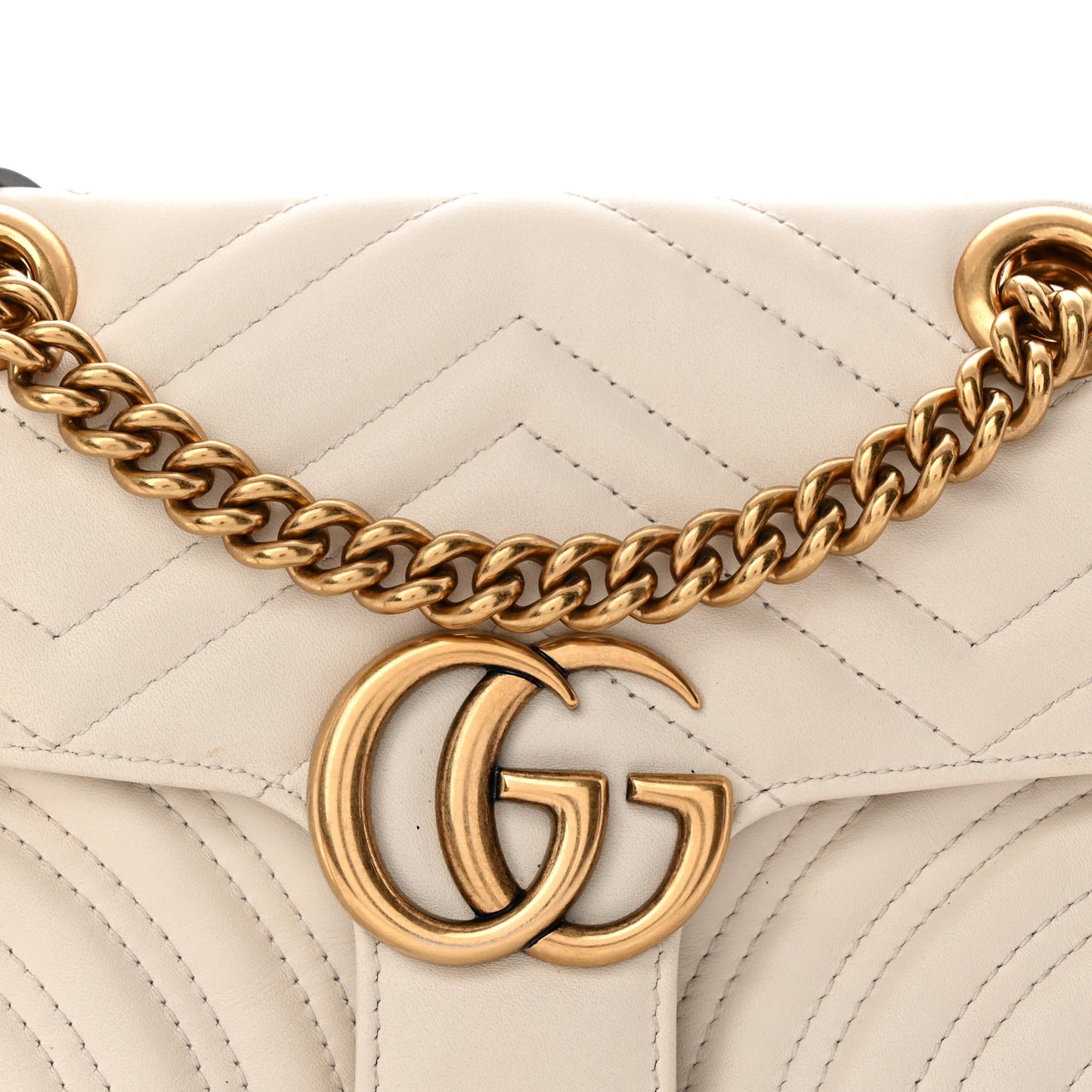 Calfskin Matelasse Mini GG Marmont Shoulder Bag White