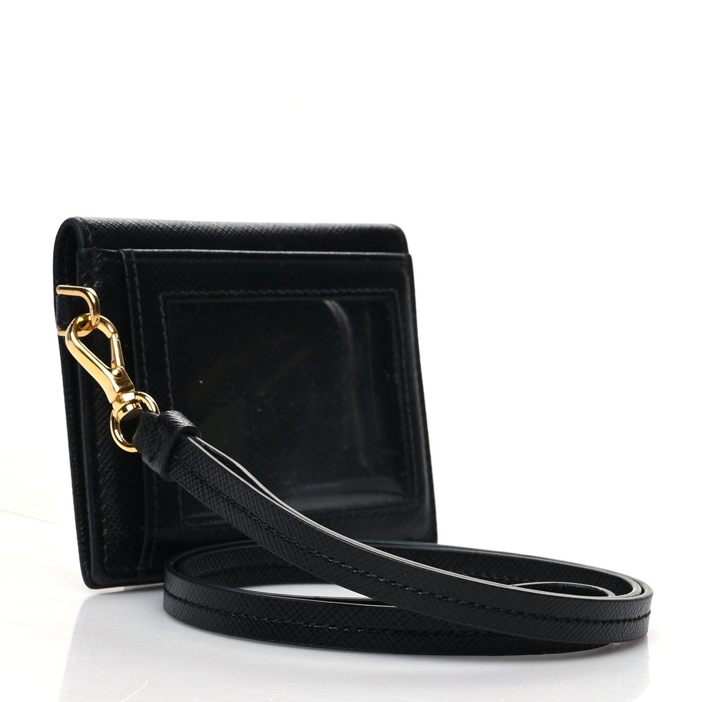 Saffiano Metal Card Holder Wristlet Black