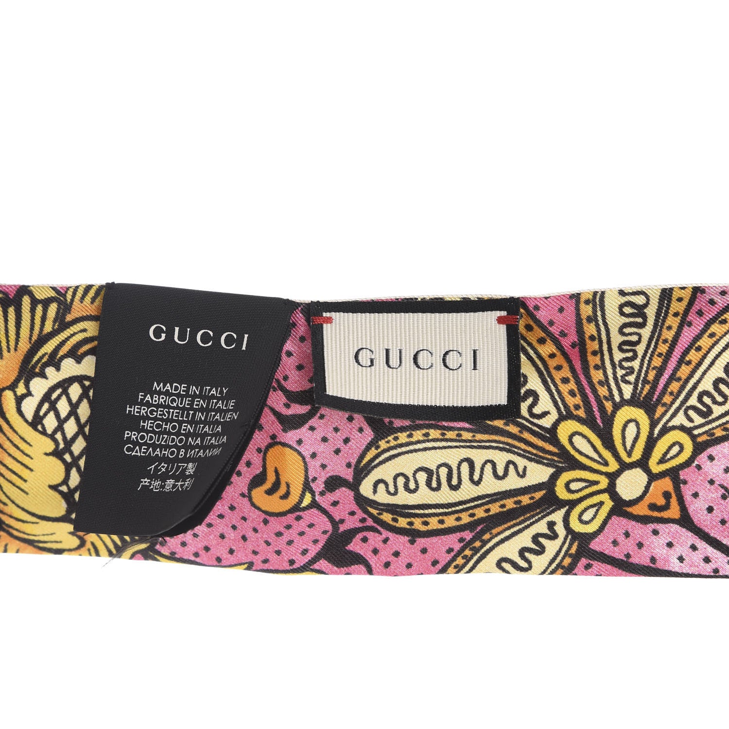 Gucci Silk Alsacienne Floral Print Skinny Scarf Pink 3 of 3