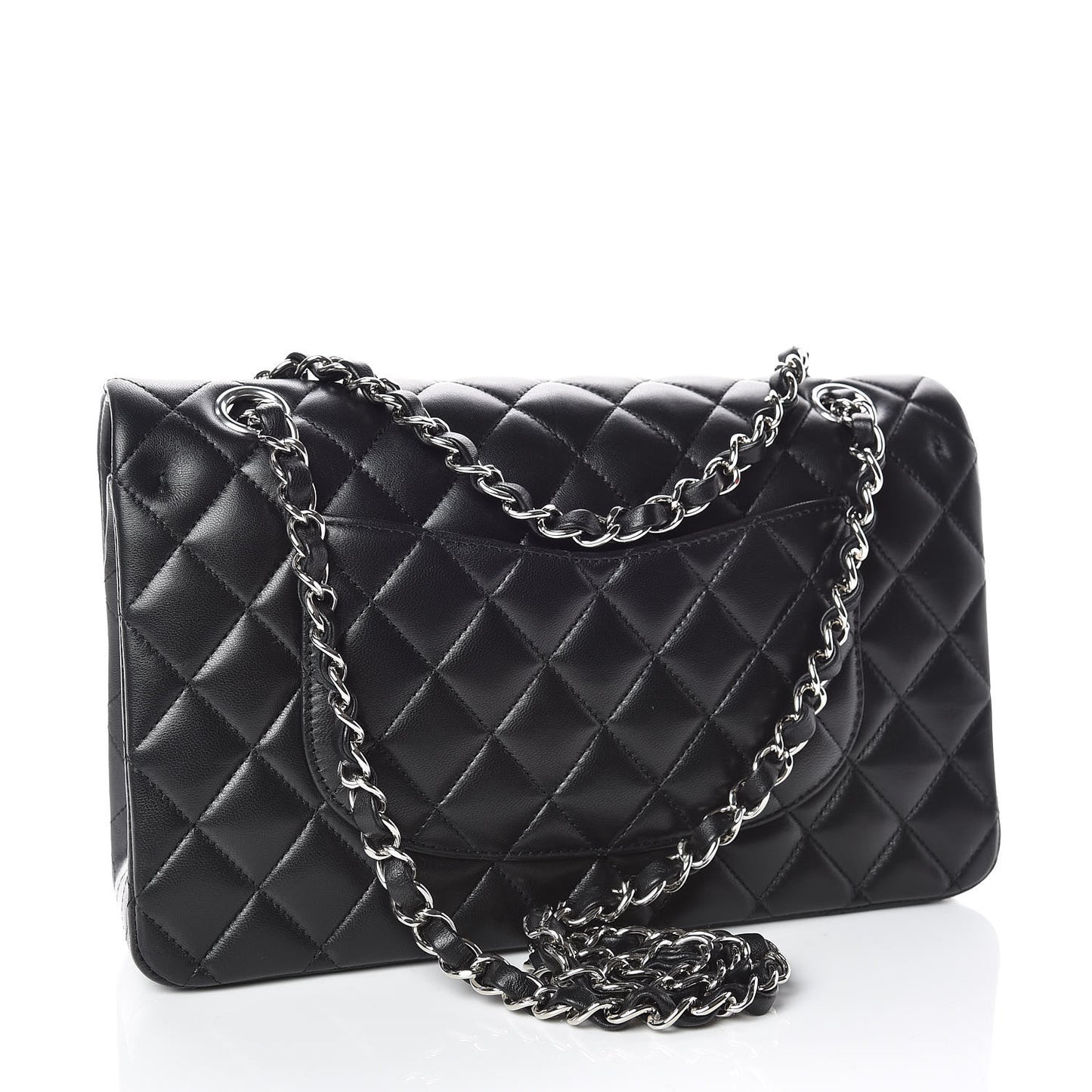 Lambskin Quilted Medium Double Flap Black