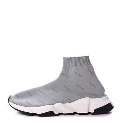 Balenciaga Neoprene Knit Allover Logo Mens Speed Sneakers 42 Grey 1 of 7