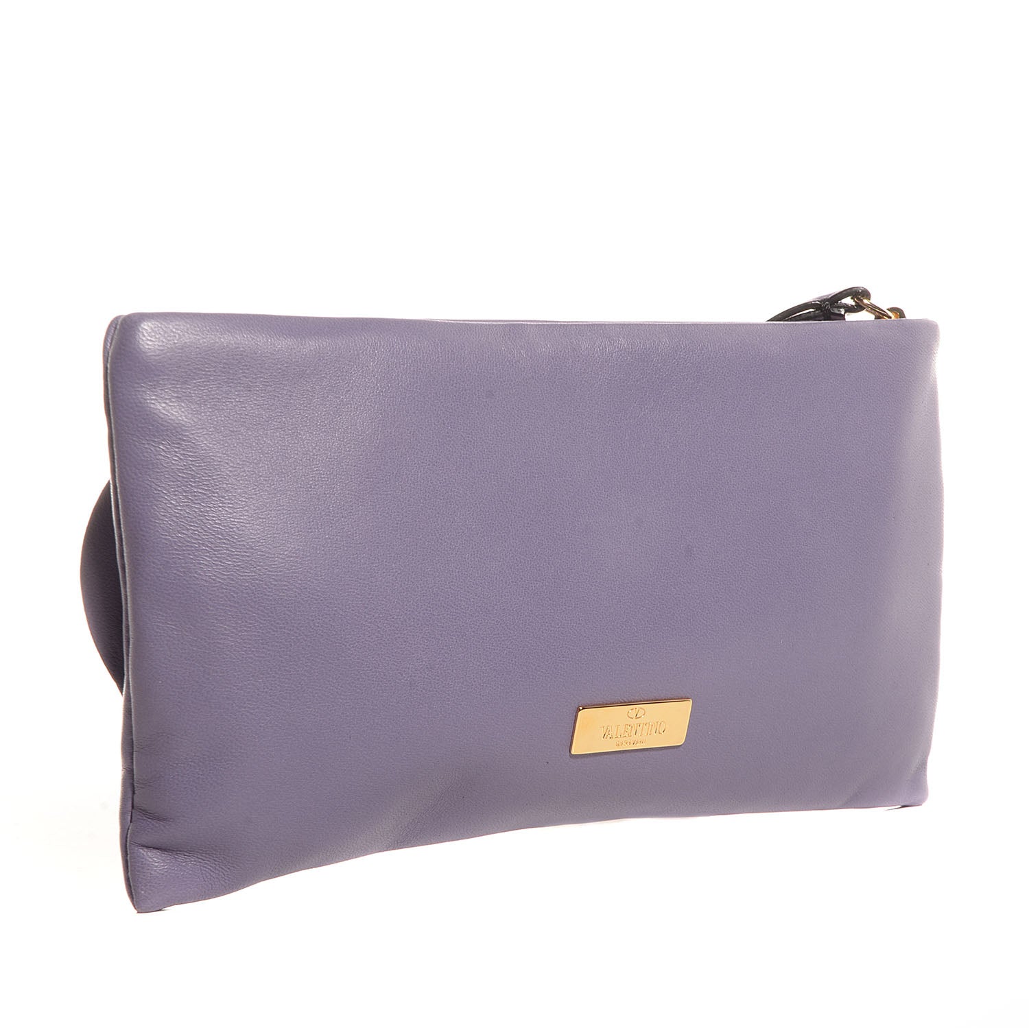 Valentino Garavani Nappa Leather Draped Rose Wristlet Purple 3 of 9