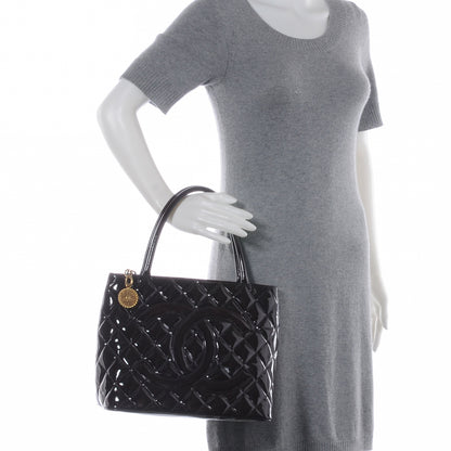 Chanel Patent Medallion Tote Bordeaux 2 of 7
