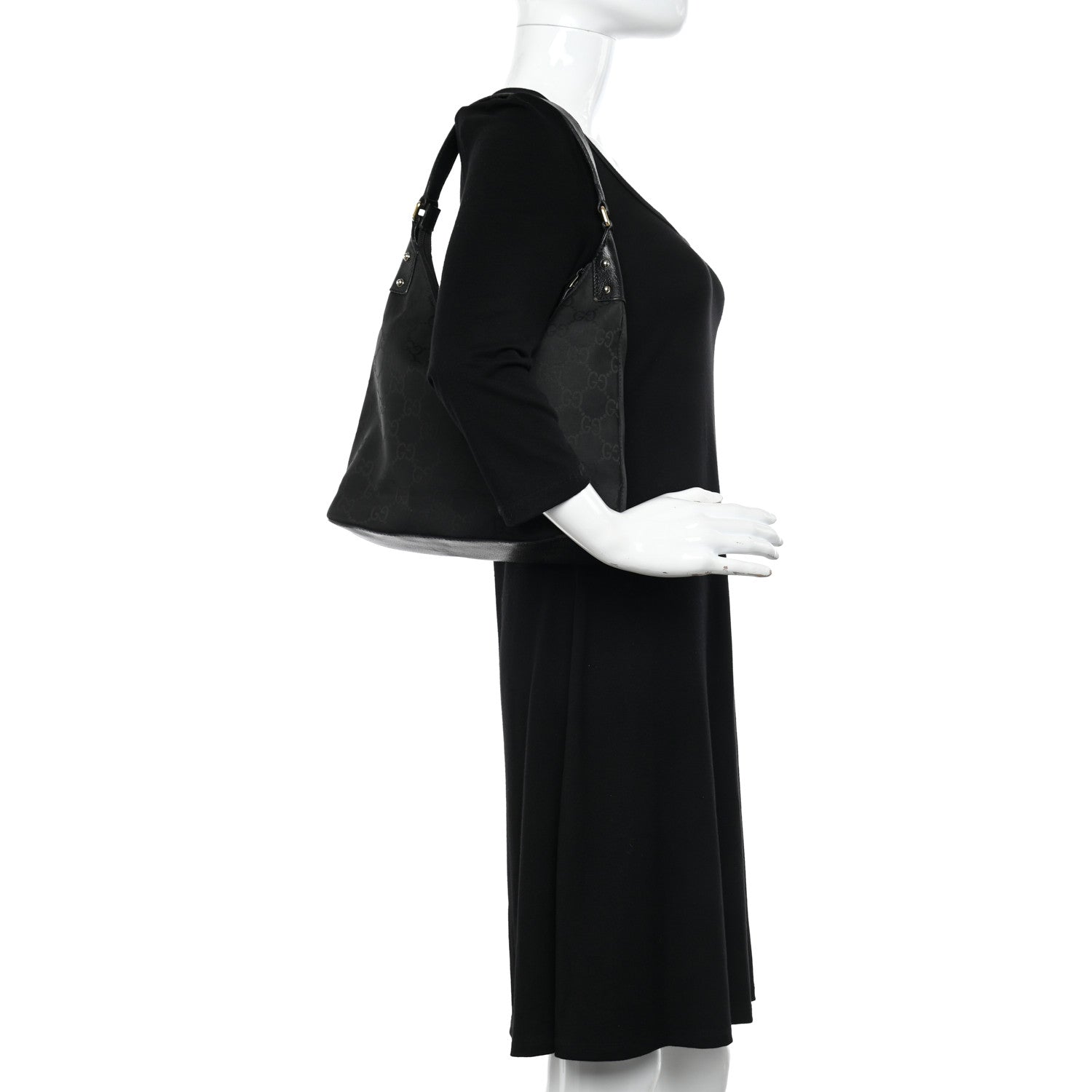 Gucci Nylon Monogram Small Hobo Black 4 of 16