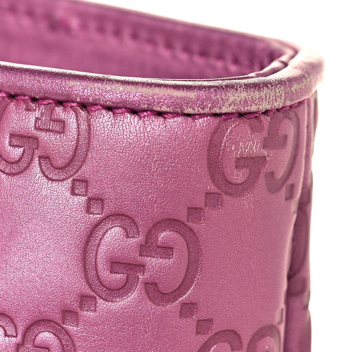 Metallic Soft Guccissima Large Heart Bit Charm Top Handle Tote Fresia Rose