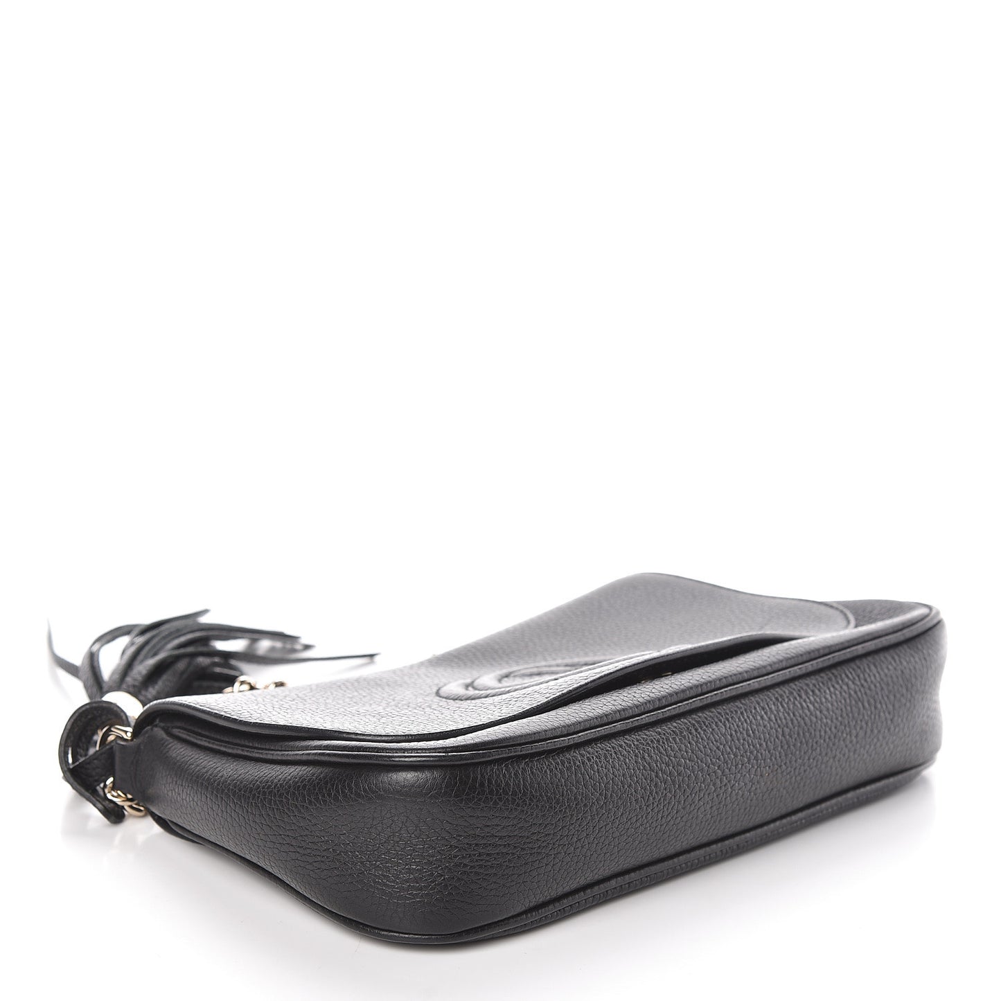 Pebbled Calfskin Medium Soho Flap Crossbody Black