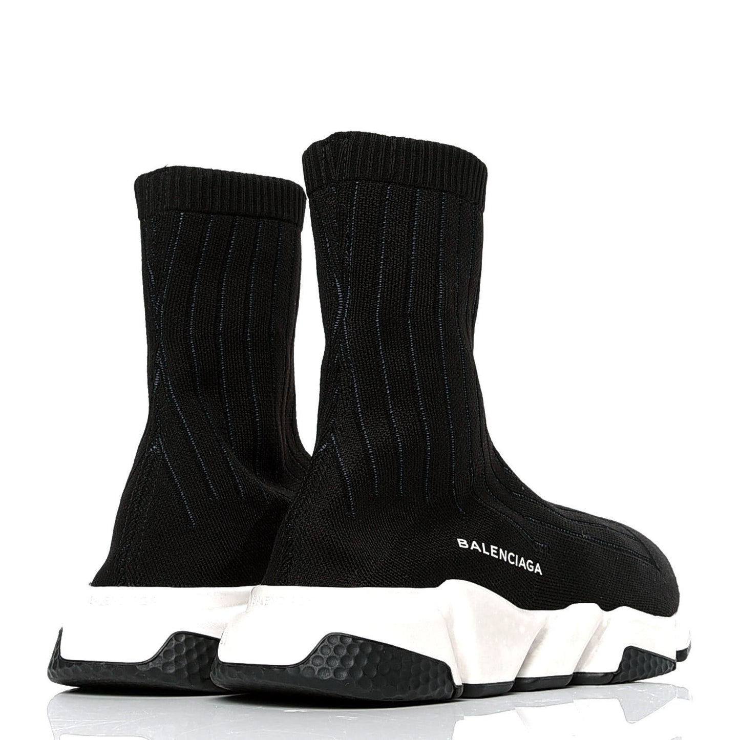 Ribbed Effect Knit Hi Speed Sneakers 42 Black Bleu