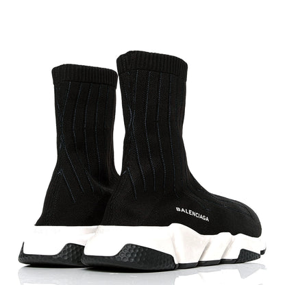 Balenciaga Ribbed Effect Knit Hi Speed Sneakers 42 Black Bleu 3 of 4