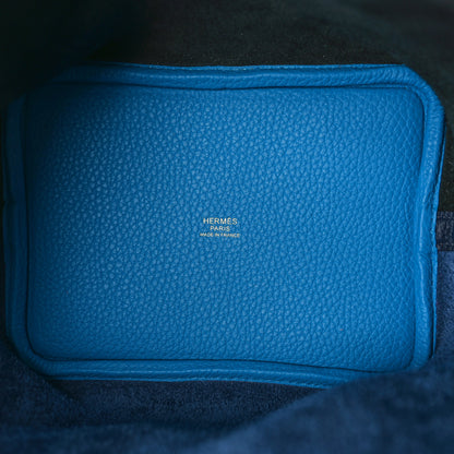 Hermes Taurillon Clemence Casaque Picotin Lock 18 PM Bleu Nuit Black Blue Frida 5 of 8