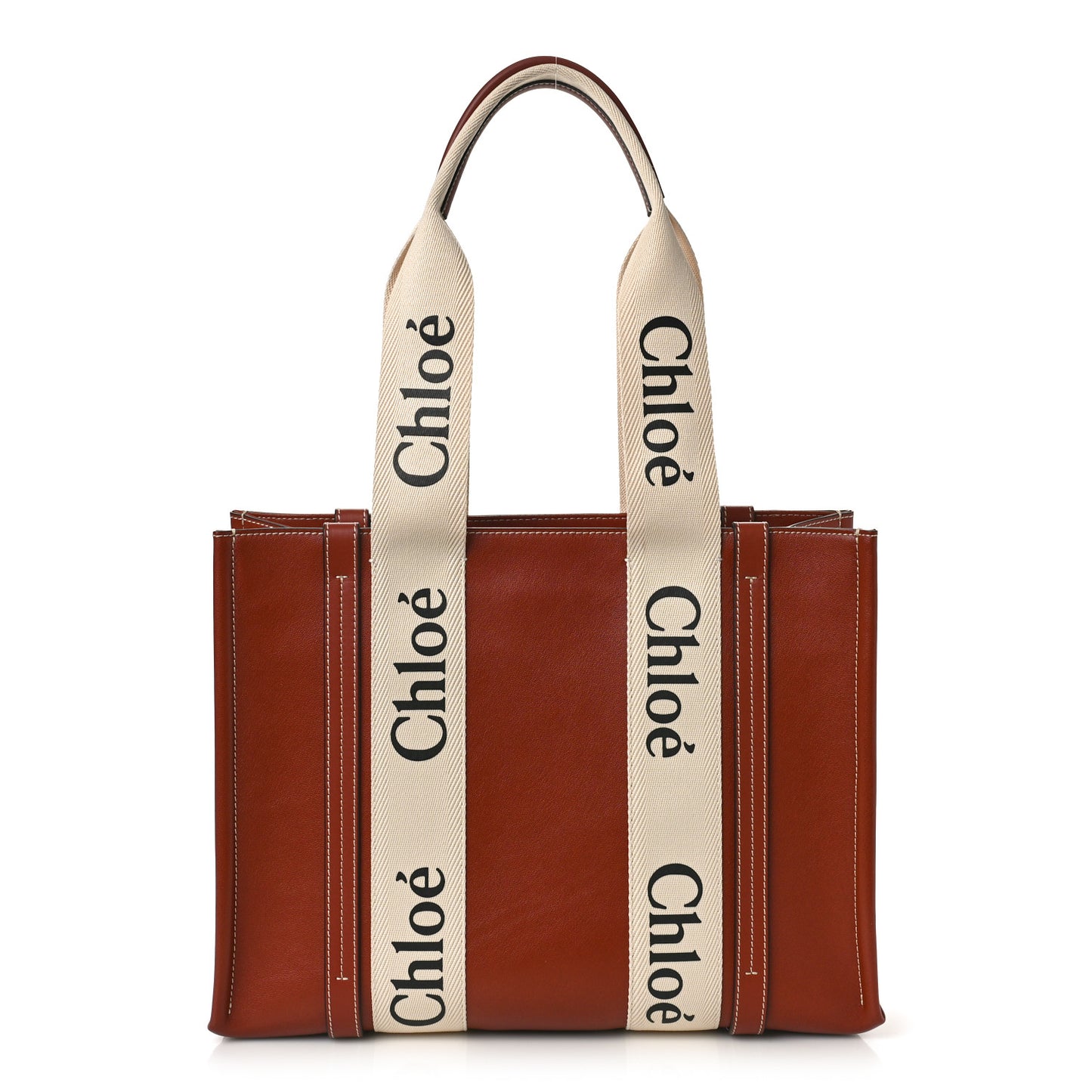 Calfskin Canvas Small Woody Tote Sepia Brown