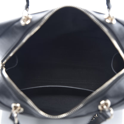 Chanel Calfskin Stitched Sleek Box Top Handle Vanity Bag Black 7 of 9