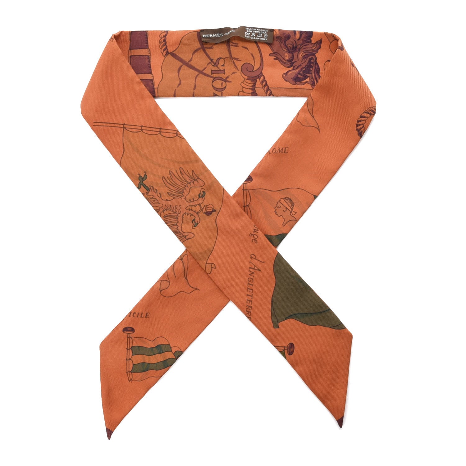 Hermes Silk Pavois Twilly Orange 1 of 2