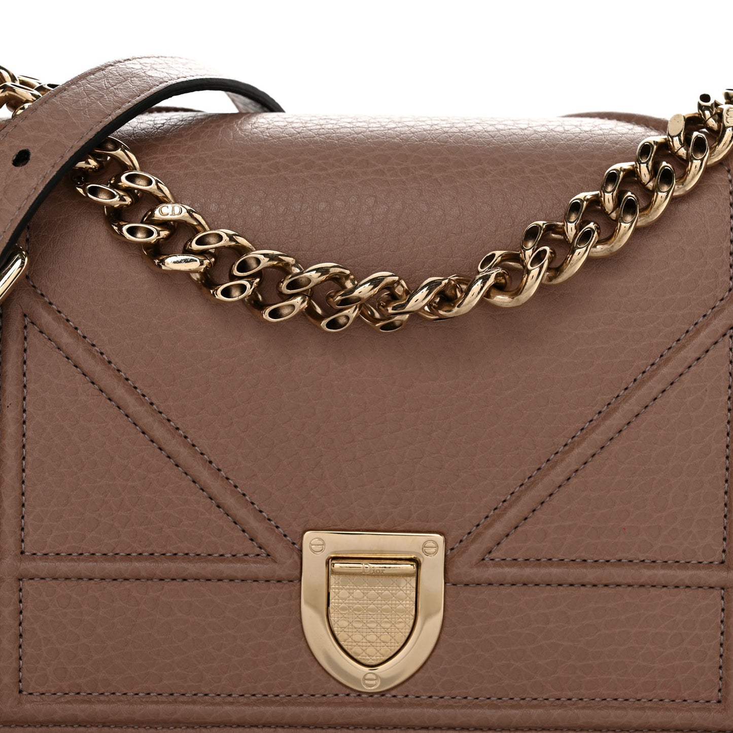 Grained Calfskin Small Diorama Flap Bag Taupe