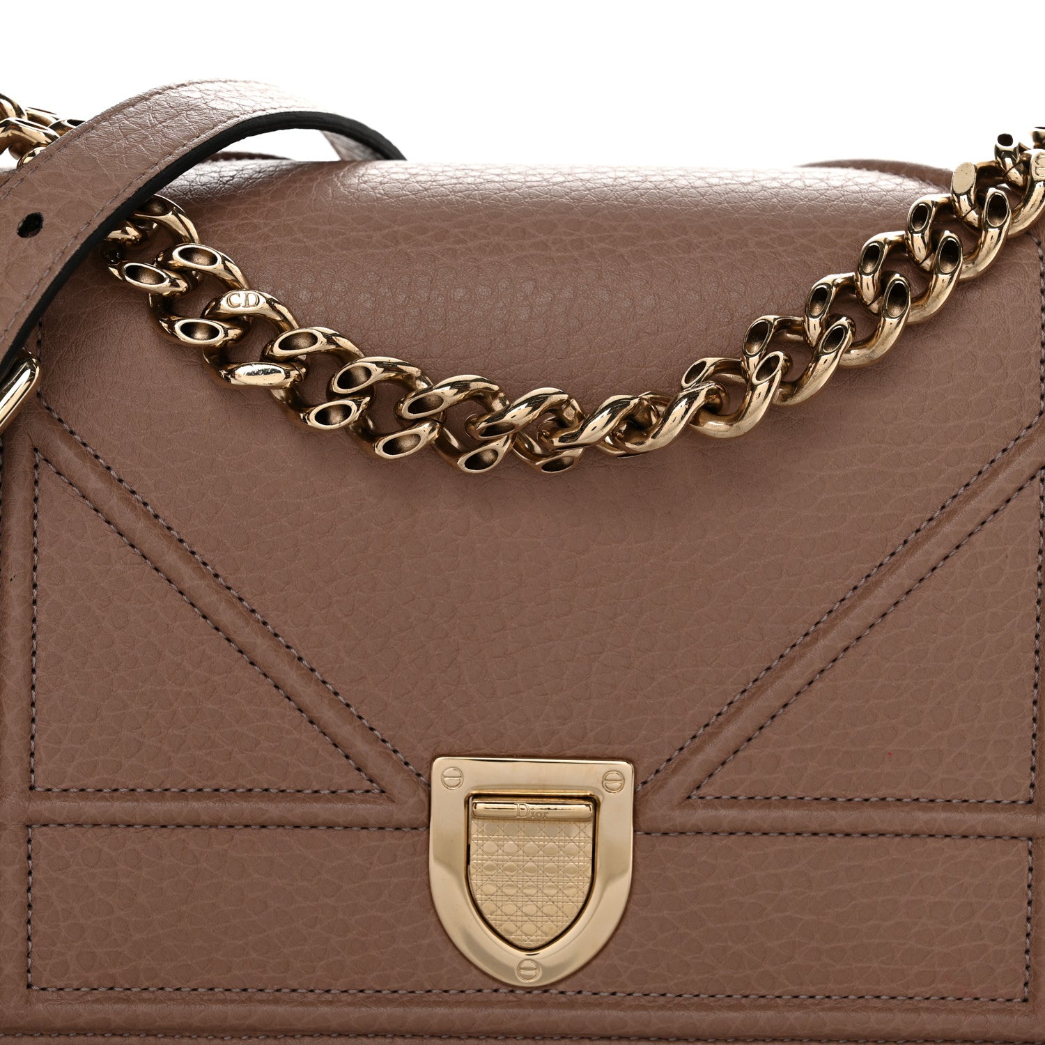Christian Dior Grained Calfskin Small Diorama Flap Bag Taupe 10 of 13