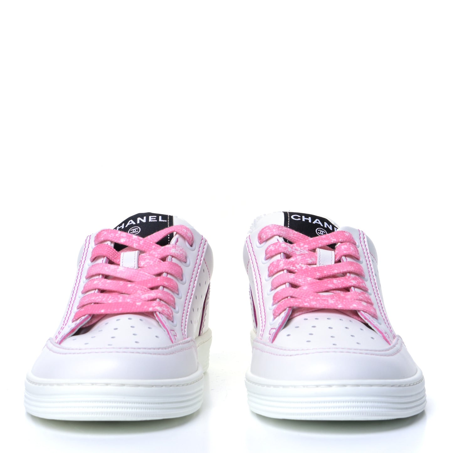 Calfskin Womens Logo Sneakers 36 White Pink