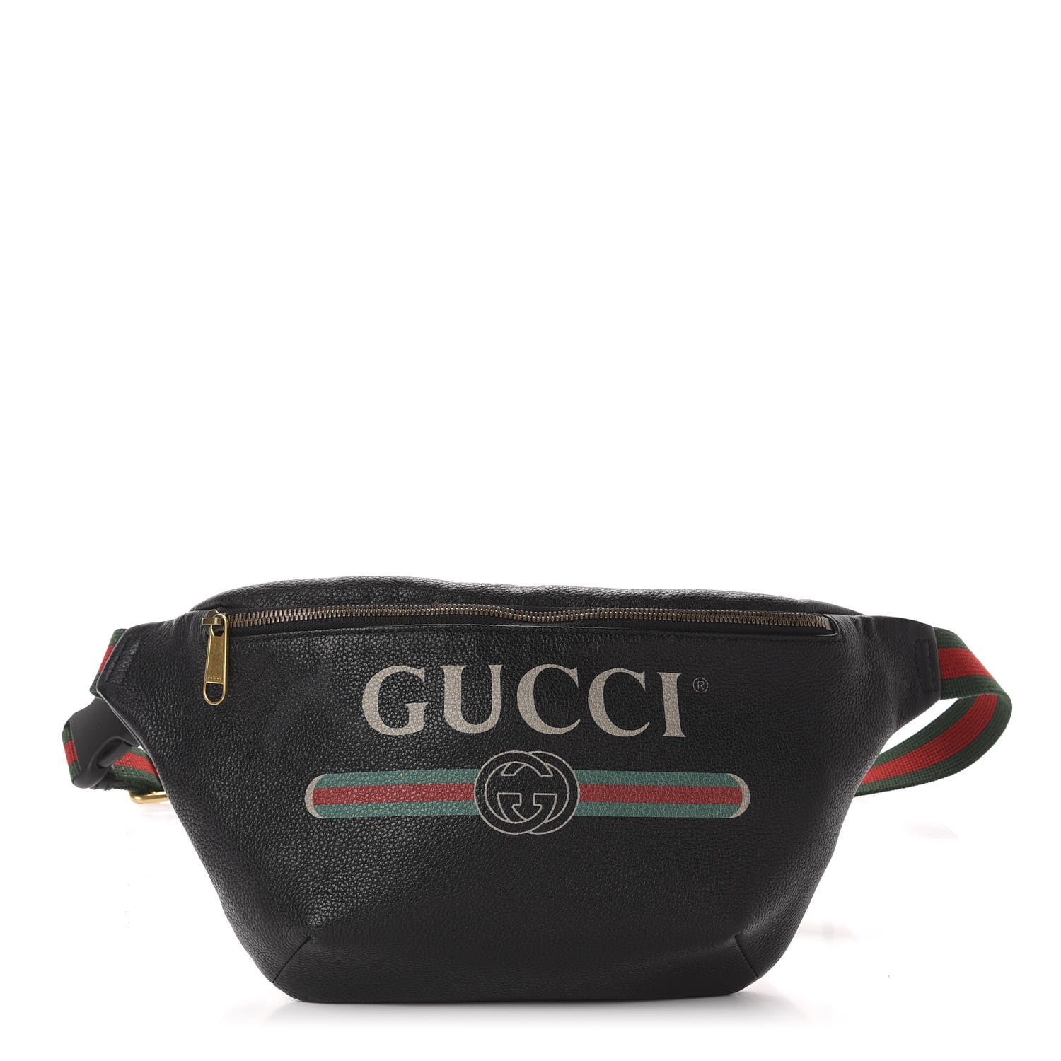 Gucci Grained Calfskin Logo Belt Bag Black 1 of 11