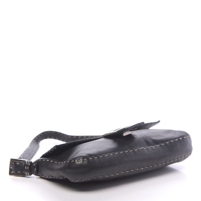 Fendi Calfskin Romano Selleria Baguette Black 4 of 11
