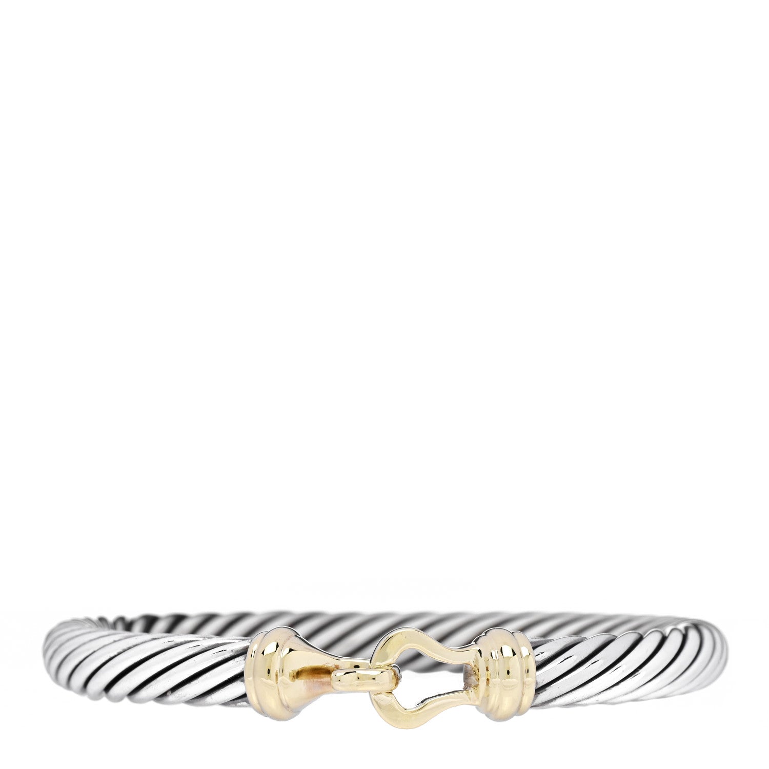 David Yurman Sterling Silver 14K Yellow Gold 7mm Cable Classic Buckle Bracelet 1 of 3