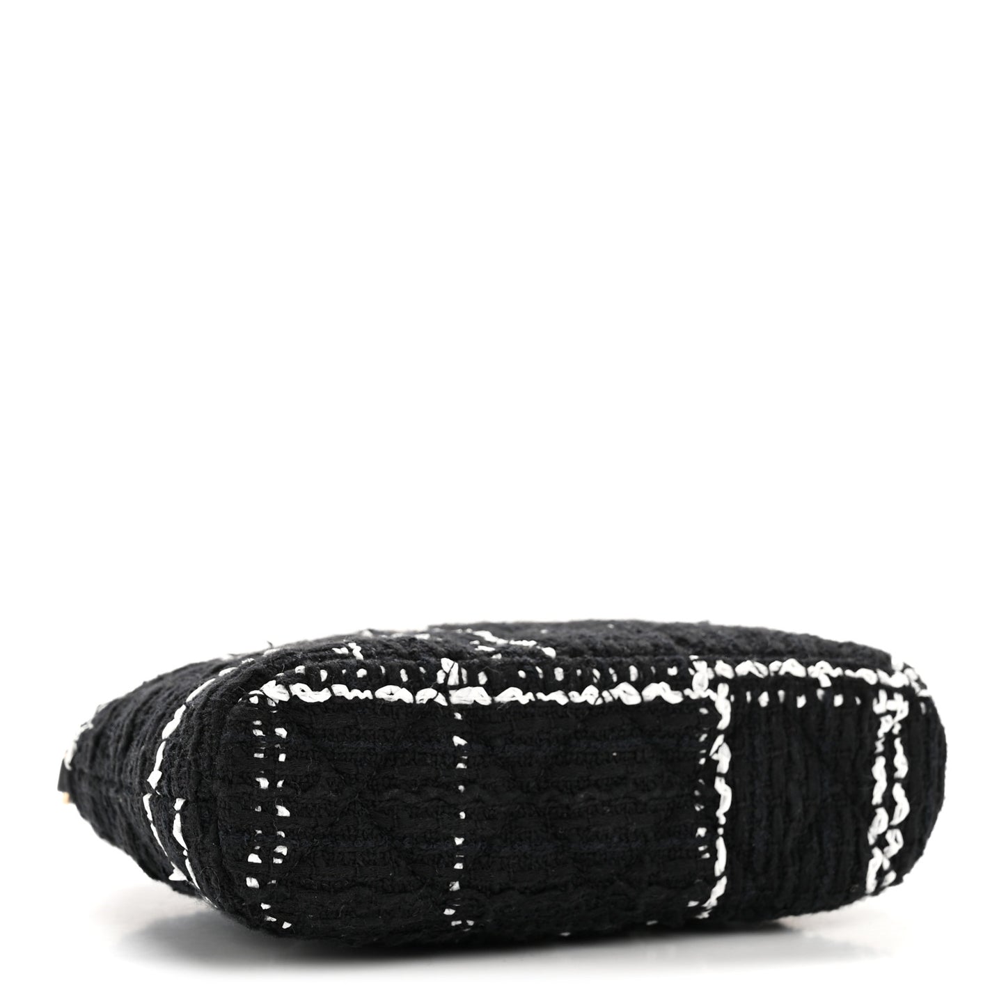 Tweed Quilted Mini Clutch With Chain Black White