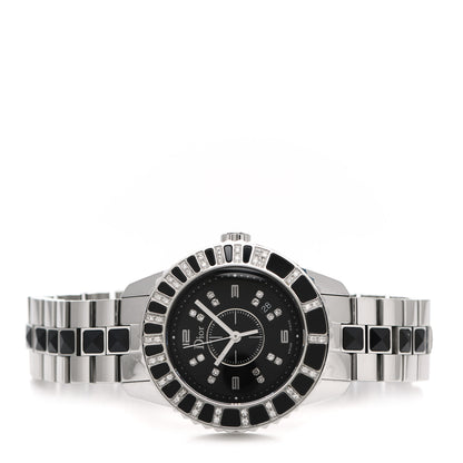 Christian Dior Stainless Steel Diamond Sapphire 33mm Christal Quartz Watch Black 2 of 6