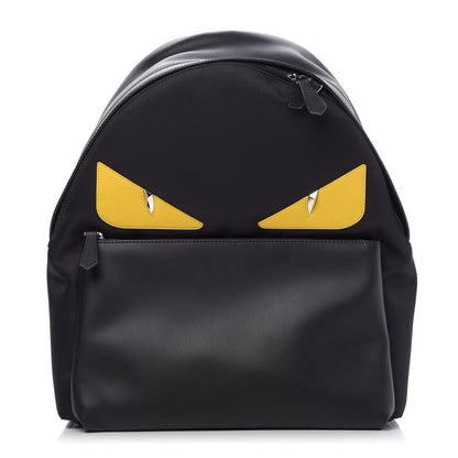 Fendi Nylon Vitello Liberty Vitello Dolce Monster Eyes Rounded Backpack Black Sunflower 1 of 10
