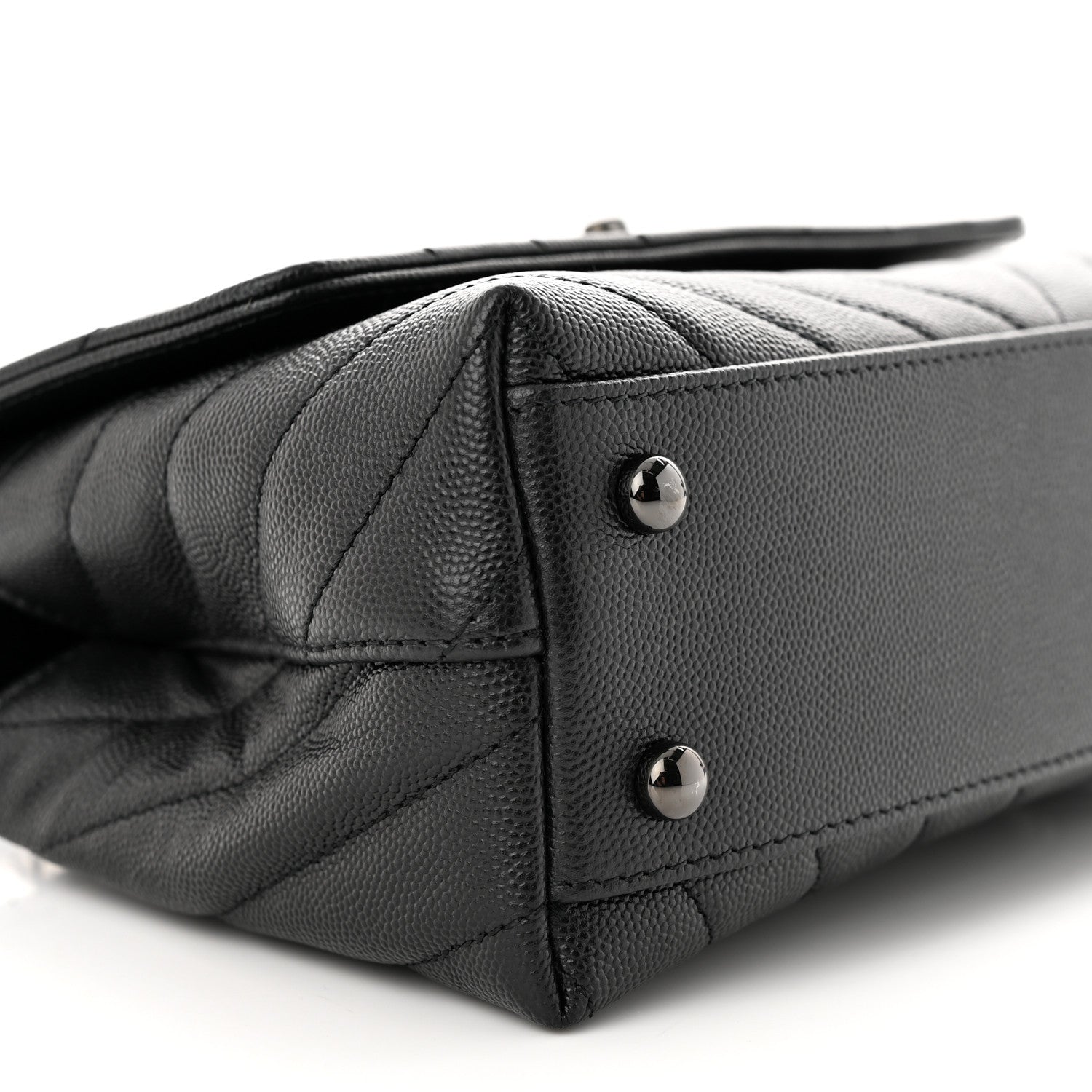 Chanel Caviar Chevron Quilted Mini Coco Handle Flap So Black 9 of 11