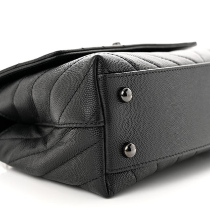 Chanel Caviar Chevron Quilted Mini Coco Handle Flap So Black 9 of 11